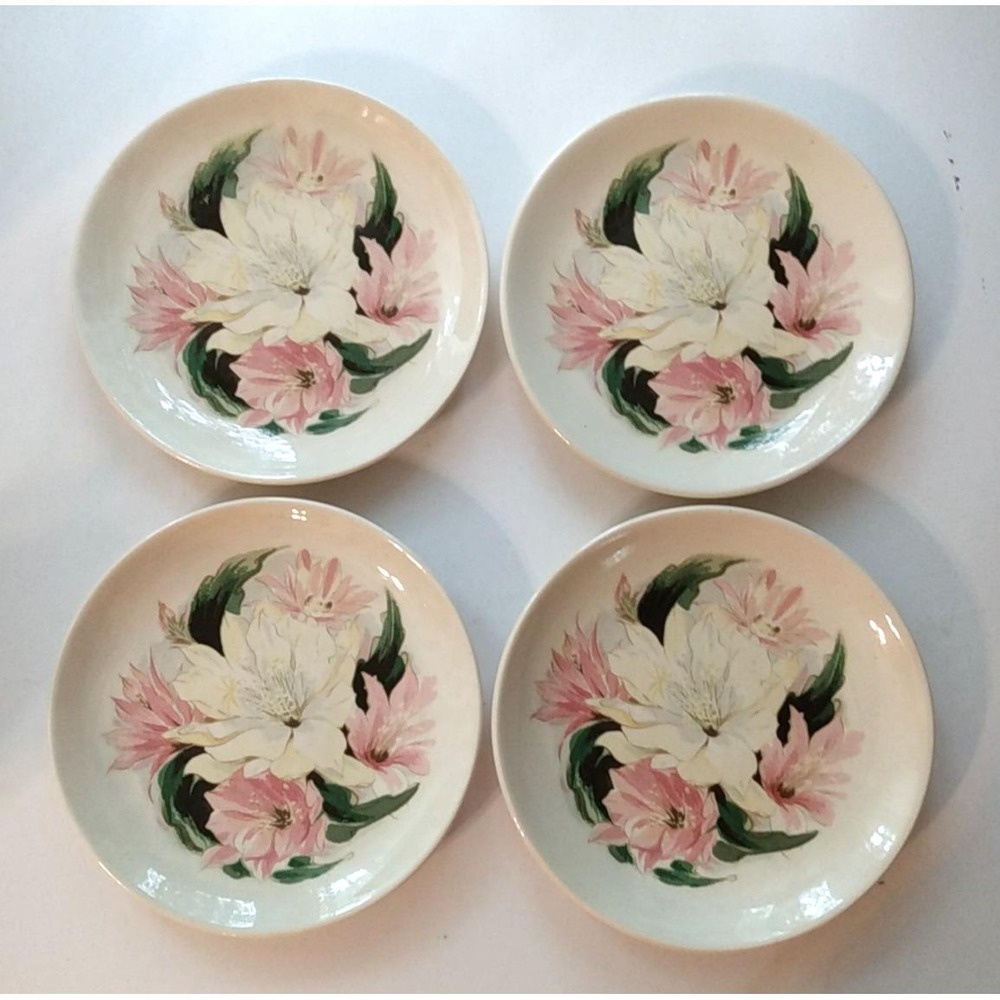 Bread Dessert Plates Bauer Pottery Epiphyllum 6 1/4 in VTG 1950s Set of 4 Rare